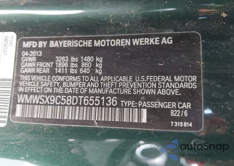 2013 Mini Coupe John Cooper Works z USA, uszkodzony, nr VIN WMWSX9C58DT655136